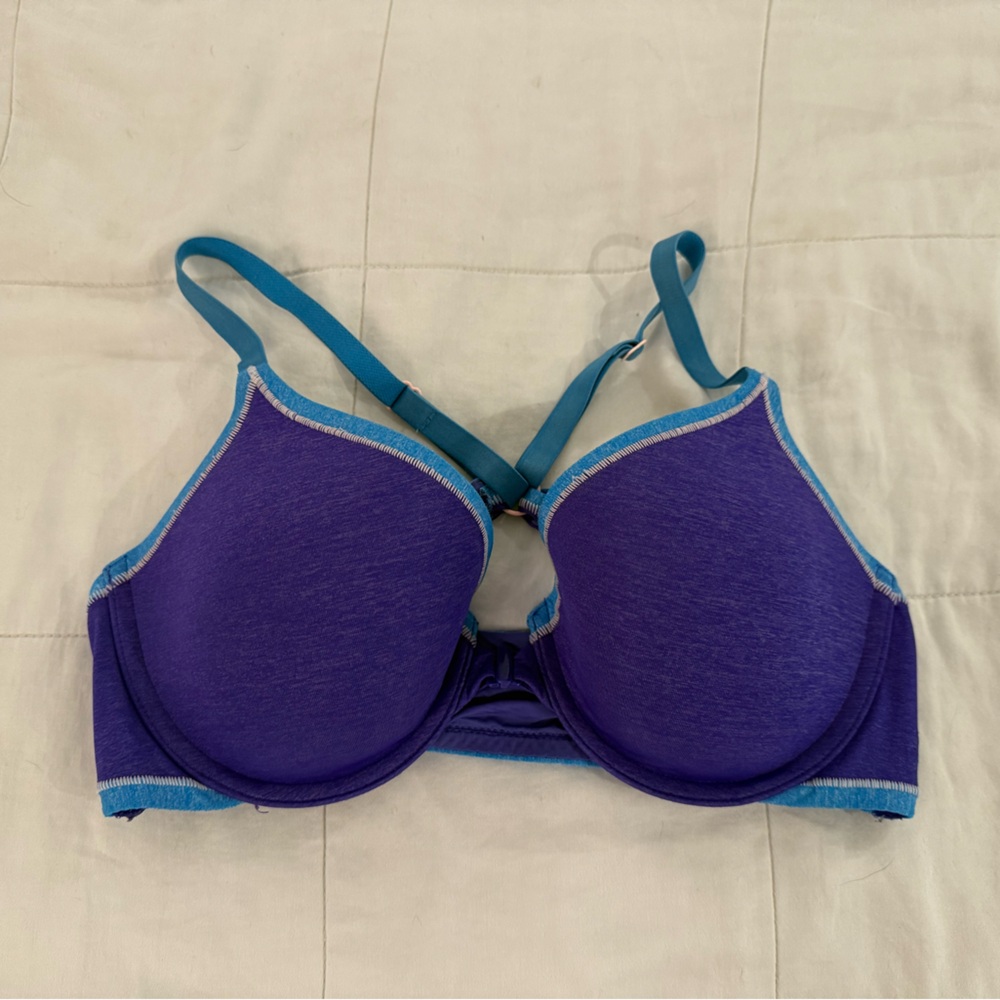 Victoria's Secret Vibrant Purple and Blue front closure, racer back,Bra
